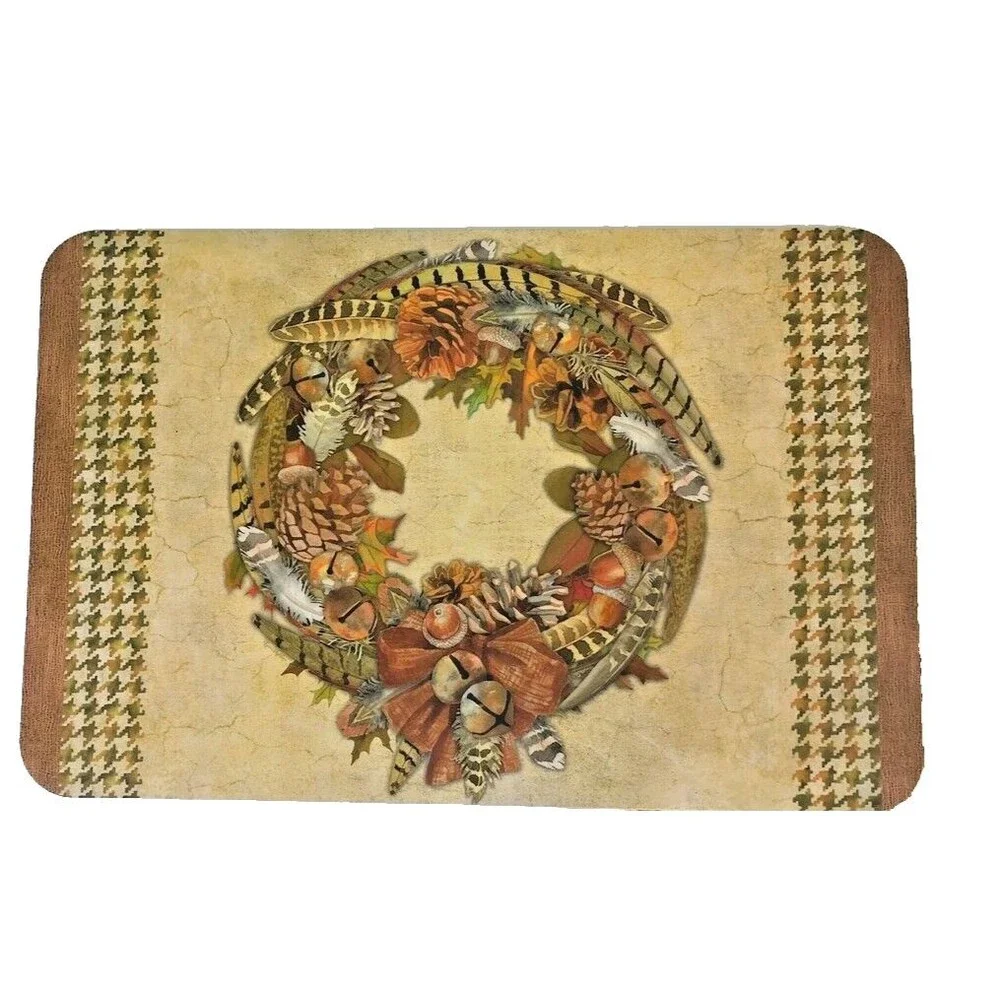 CounterArt Wreath Pheasant Placemats Thanksgiving Double Sided 17x11 Set of 4